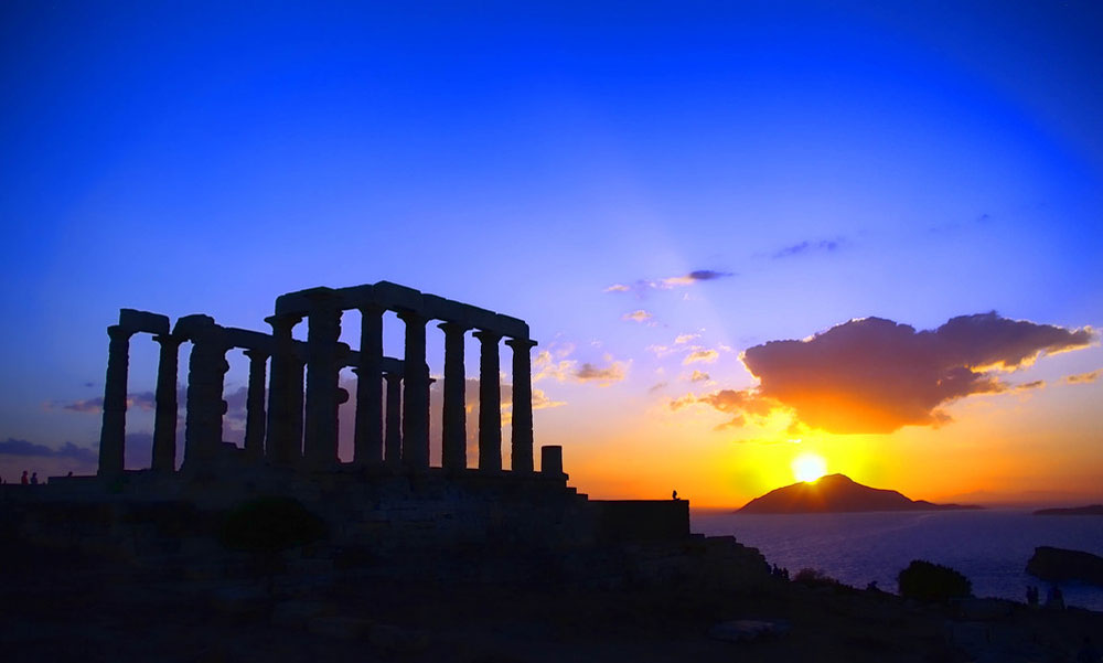 Cape Sounion, sumset